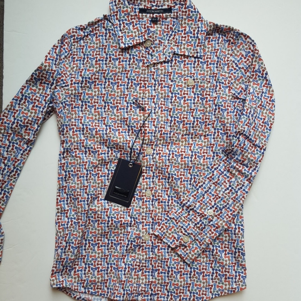 Aston Martin Boys Bow Tie Print Button Down Shirt